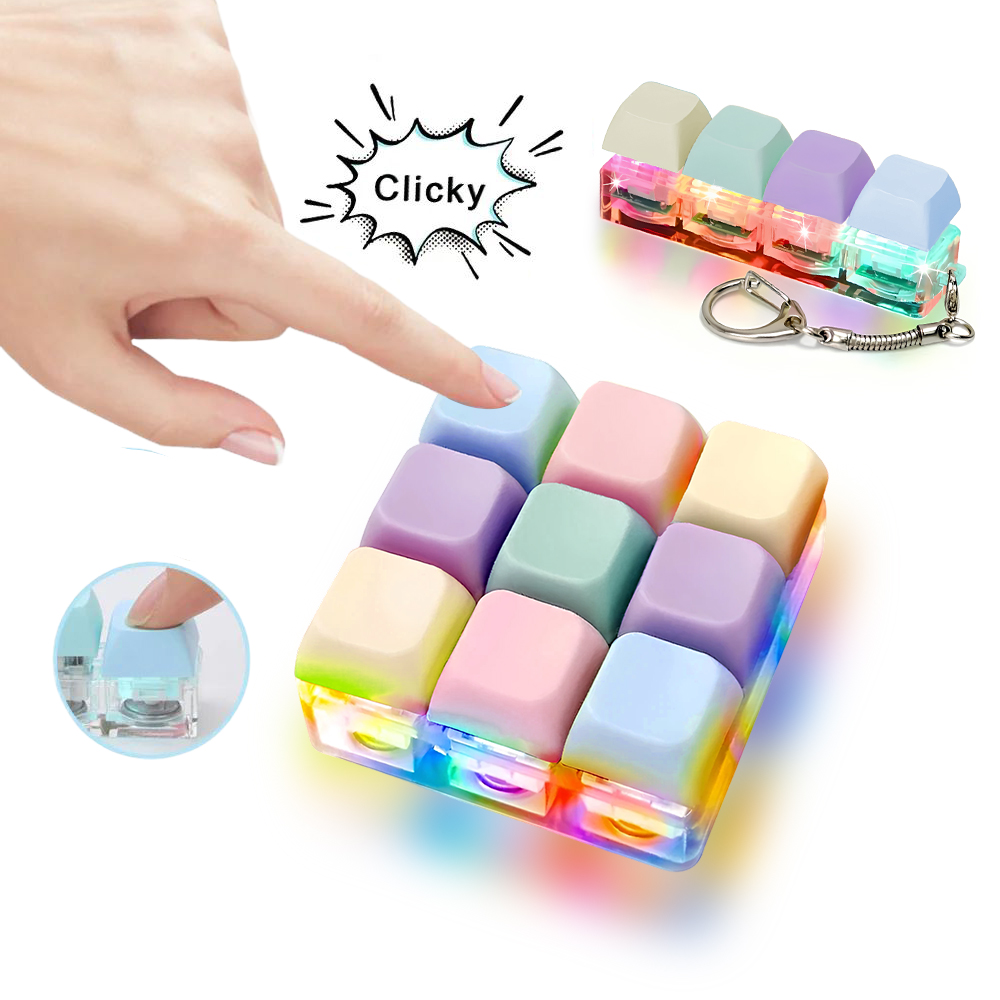 Office Tech Accessories - 4/9 toetsen LED-verlichte sleutelhanger Toetsenbord Klikbare
