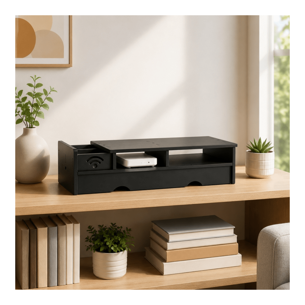 Office Tech Set Up - Zwarte Matte WiFi Router Opbergdoos Compacte