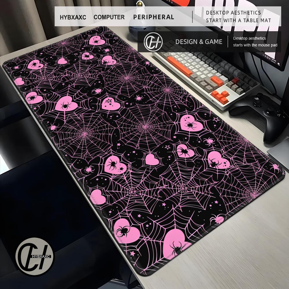 Office Tech Set Up - 90x40 Wit of Roze Spinnenweb Hartjes