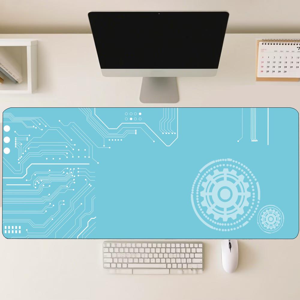 Blue Tech Circuit Gear Pattern - Office Tech Set Up recensie en prijs