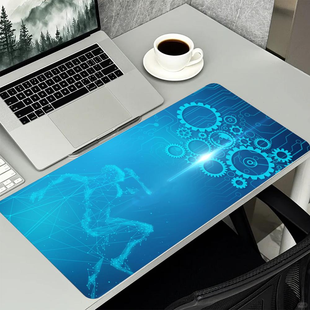 Blue Tech Circuit Gear Pattern - Office Tech Set Up recensie en prijs